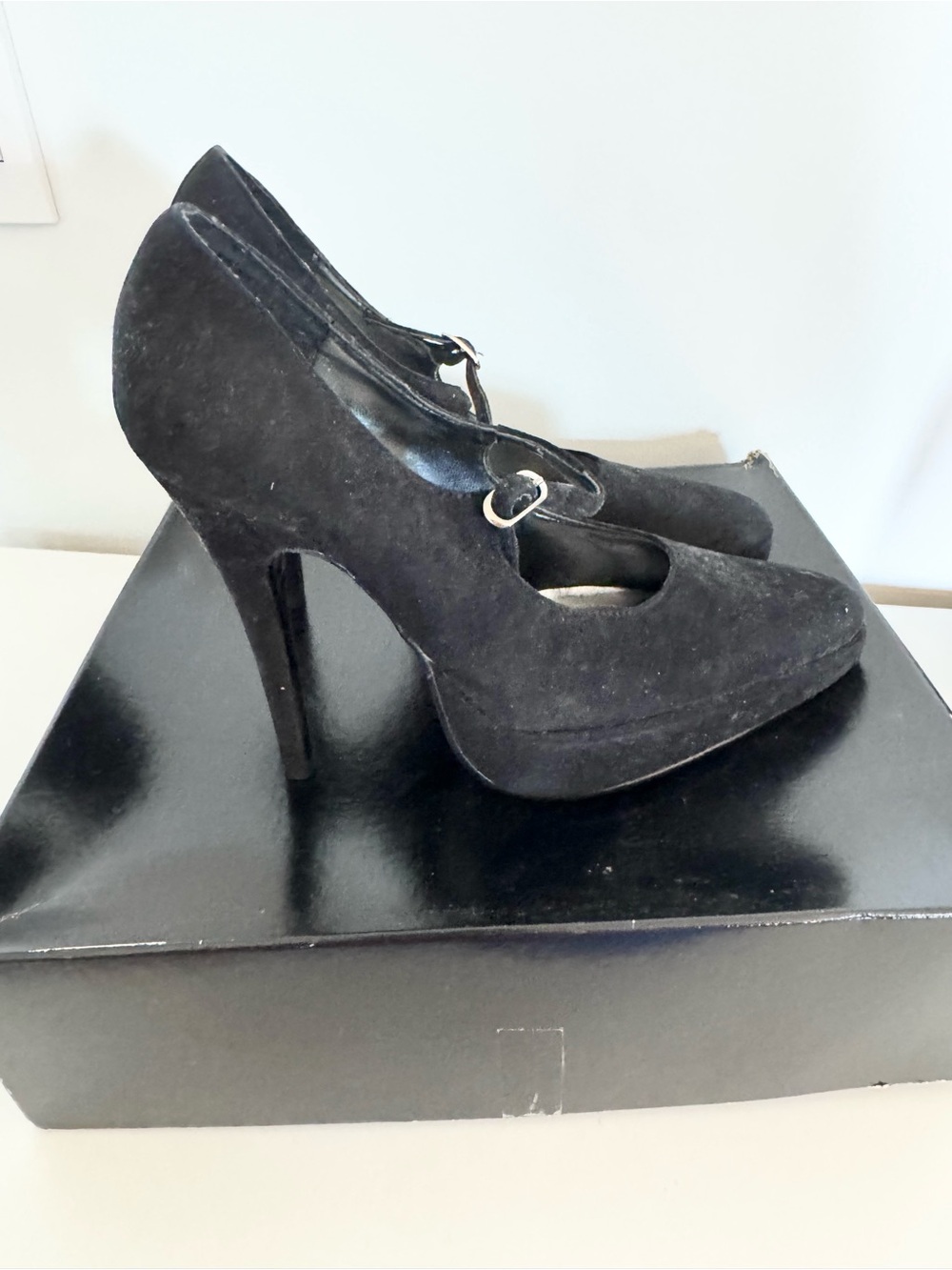 New Colin Stuart Victoria’s Secret Women's Black Suede Mary Jane Platform Pumps